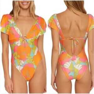 Trina Turk Playa De Flor One Piece Swimsuit Mod‎ Floral Multicolor Size 14